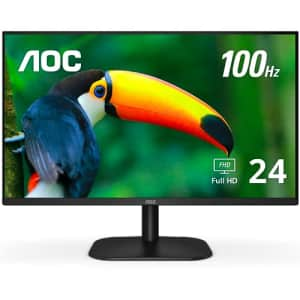 AOC 24B2H2 24 Frameless IPS Monitor, FHD 1920x1080, 100Hz, 106% sRGB, for Home and Office, HDMI and for $80