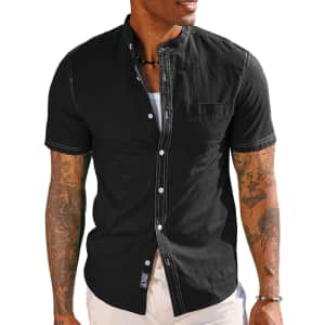 PJ Paul Jones Men's Linen Short Sleeve Shirt for $9