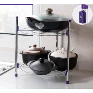 2-Tier Stainless Steel Pot Storage Rack for $13