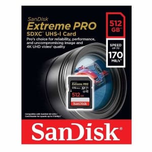SanDisk Extreme Pro 512GB SD Card for Nikon Camera Works with Nikon Z50, Z5 Mirroless, D780 Digital for $12