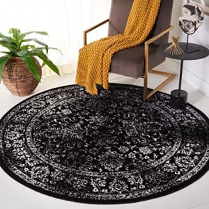 SAFAVIEH Adirondack Collection 6' Round Black/Ivory ADR109Z Oriental Distressed Non-Shedding Area for $79