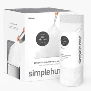 Simplehuman 13-Gallon Extra Strong Kitchen Trash Bag 100-Pack for $20