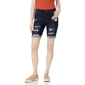 V.I.P. JEANS Women's Super Cute Jeans Shorts Acid Washed, Ultra Dark Bermuda, 3 for $34