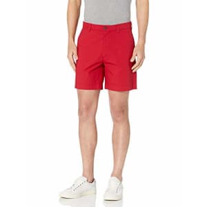 Amazon Essentials Men's Regular-Fit Lightweight Stretch 7" Short Shorts, -Red, 36 for $20
