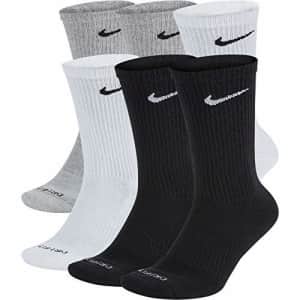 Nike Men's Everyday Plus Cushion Crew Socks (6 Pair), Multi-color (922), Medium (6-8) for $41
