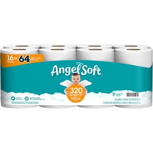 Angel Soft Toilet Paper Mega Rolls 16-Pack for $10
