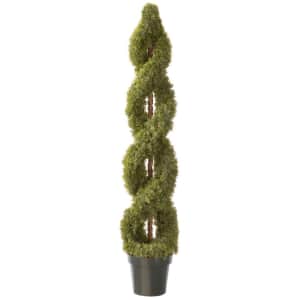 National Tree Company 60" Double Cedar Spiral Artificial Topiary Tree for $137