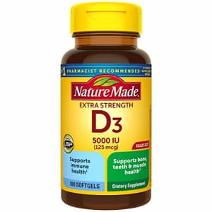 Nature Made Extra Strength Vitamin D3 5000 IU (125 mcg) Softgels, 180 Count for Bone Health for $16