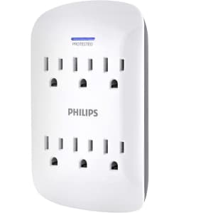 Philips 6-Outlet Wall Mounted Surge Protector for $9