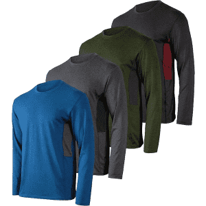 Real Essentials Men's Dry-Fit UV Moisture Wicking UPF 50+ Shirt 4-Pack for $30