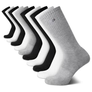 Tommy Hilfiger Men's Athletic Socks - Cushioned Crew Socks (10 Pack), Size 7-12, Grey Assorted for $24