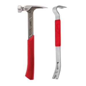 Milwaukee 22-oz. Milled Face Framing Hammer w/ 15" Pry Bar for $30 Milwaukee 22-oz. Milled Face Framing Hammer w/ 15" Pry Bar for $30