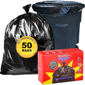 MoonSun 40-45 Gallon Contractor Trash Bag 50-Pack for $19