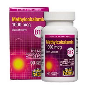 Natural Factors, Vitamin B12 Methylcobalamin 1000 mcg, Chewable Support for Energy and Immune for $12