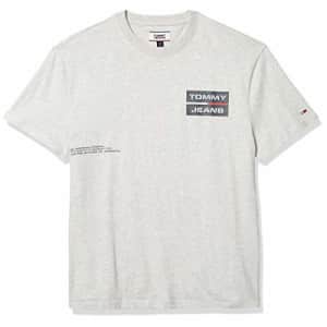 Tommy Hilfiger Tommy Jeans Men's Box Logo T Shirt, Pale Grey Heather, L for $21