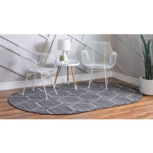 Unique Loom Trellis Frieze Collection Area Rug - Geometric (5' x 8' Oval, Dark Gray/ Ivory) for $68