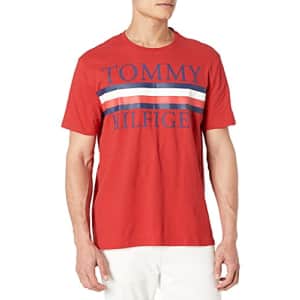 Tommy Hilfiger Men's Graphic Stripe T Shirt, Apple Red, LG for $17