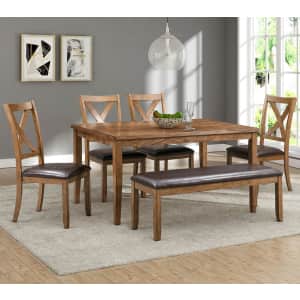 Abbyson Living Reese 6-Piece Rubberwood Dining Set w/ Bench for $499 for members Abbyson Living Reese 6-Piece Rubberwood Dining Set w/ Bench for $499 for members