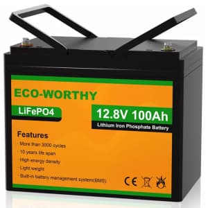 Eco-Worthy 12V 100AH LiFePO4 Lithium Battery for $165