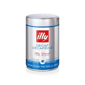 illy Decaffeinated Ground Espresso Coffee, Classic Medium Roast with Notes of Toasted Bread, 100% for $22