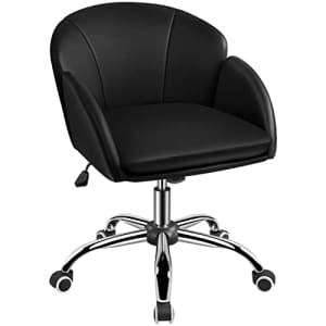 Yaheetech Cute Petal Desk Chair Home Office Swivel Upholstered Leather Makeup Vanity Desk Chair for $77