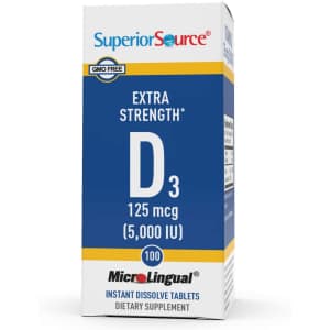 Superior Source Vitamin D3 5,000 IU 100-Count Instant Dissolve Tablets for $10 via Sub & Save Superior Source Vitamin D3 5,000 IU 100-Count Instant Dissolve Tablets for $10 via Sub & Save