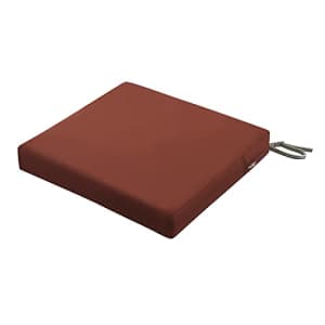 Classic Accessories Ravenna Water-Resistant 22 x 21 x 3 Inch Patio Seat Cushion, Spice, Chair Seat for $52 Classic Accessories Ravenna Water-Resistant 22 x 21 x 3 Inch Patio Seat Cushion, Spice, Chair Seat for $52