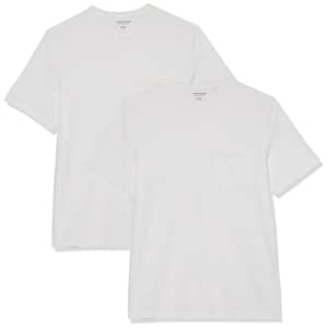 Amazon Essentials Men's Regular-Fit Short-Sleeve Crewneck Pocket T-Shirt, Pack of 2, White, for $14