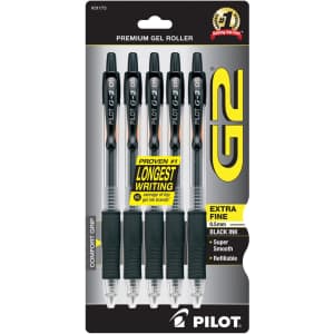 Pilot G2 Premium Gel Roller Pen 5-Pack for $11