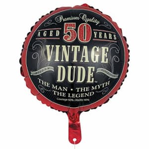 Fun Express Vintage Dude 50th Birthday Metallic 18" Mylar Balloon - Party Supplies - 1 Piece for $3