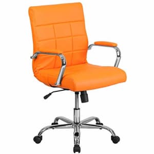 Flash Furniture Mid-Back Orange Vinyl Executive Swivel Office Chair with Chrome Base and Arms for $134 Flash Furniture Mid-Back Orange Vinyl Executive Swivel Office Chair with Chrome Base and Arms for $134