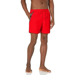 Calvin Klein Men's Standard Elastic Waist Quick Dry Swim Trunk, Really Red, XX-Large for $29
