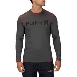 Hurley Men's One & Only Long Sleeve Sun Protection Rashguard Shirt, Iron Grey, S for $32