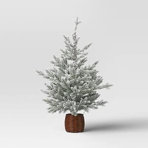Wondershop 40" Pre-lit LED Flocked Balsam Fir Mini Artificial Christmas Tree for $28