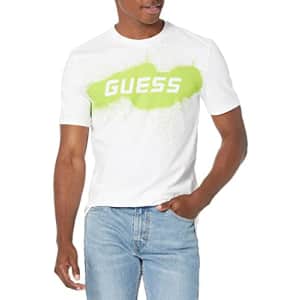 GUESS Men's Sly Crew Neck Print T-Shirt, Pure White for $18