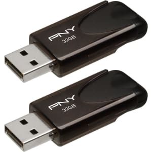 PNY 32GB Attaché 4 USB 2.0 Flash Drive 2-Pack for $7