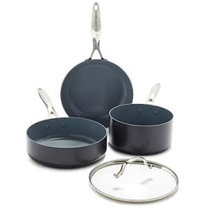 GreenPan Valencia Pro Hard Anodized Healthy Ceramic Nonstick 4 Piece Cookware Pots and Pans Set, for $98