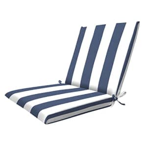 Honey-Comb Honeycomb Indoor/Outdoor Cabana Stripe Blue and White Midback Dining Chair Cushion: Recycled for $40