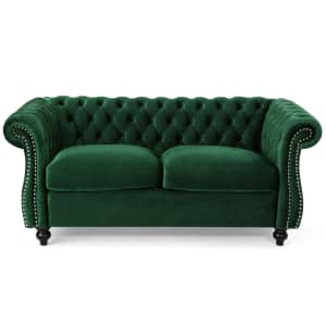 Noble House Somerville 62" Tufted Velvet Chesterfield Loveseat for $387 Noble House Somerville 62" Tufted Velvet Chesterfield Loveseat for $387