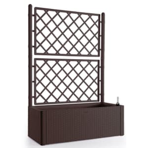 Breakwater Bay Hassan Self-Watering Plastic Planter Box with Trellis for $144 Breakwater Bay Hassan Self-Watering Plastic Planter Box with Trellis for $144
