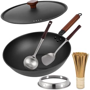 Teewe 13" Carbon Steel Wok Pan for $23