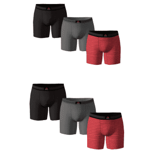 Reebok Men's Tech Comfort Boxer Briefs: 6 pairs for $25.99