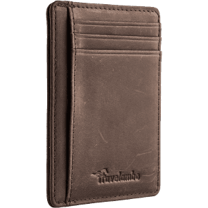 Travelambo Slim Leather RFID Blocking Wallet for $8