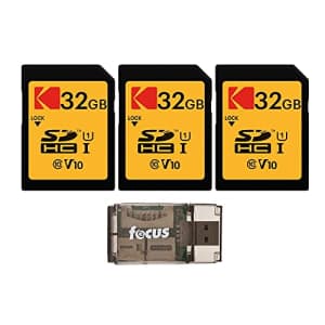 Kodak 32GB Class 10 UHS-I U1 SDHC Memory Card (3-Pack) with Focus All-in-One USB Card Reader Bundle for $24