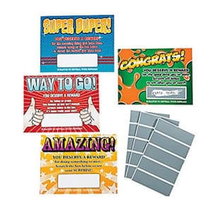 Fun Express Kid Reward Ticket and Scratch Reward Cards - 48 DIY Incentive Cards - Teacher Rewards for Students for $4