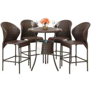 Best Choice 5-Piece Outdoor Wicker Bar Bistro Set w/ Ice Bucket for $300 Best Choice 5-Piece Outdoor Wicker Bar Bistro Set w/ Ice Bucket for $300