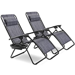 Goplus Zero Gravity Chair, Adjustable Folding Reclining Lounge Chair with Pillow and Cup Holder, for $100