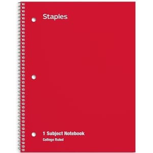 Staples 1-Subject Notebook for 35 cents