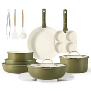 CAROTE 19pcs Pots and Pans Set, Nonstick Cookware Set Detachable Handle, Induction Kitchen Cookware for $100 CAROTE 19pcs Pots and Pans Set, Nonstick Cookware Set Detachable Handle, Induction Kitchen Cookware for $100