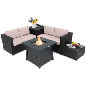 Topbuy 5-Piece Patio Furniture Set w/ 50,000 BTU Fire Pit Table for $585